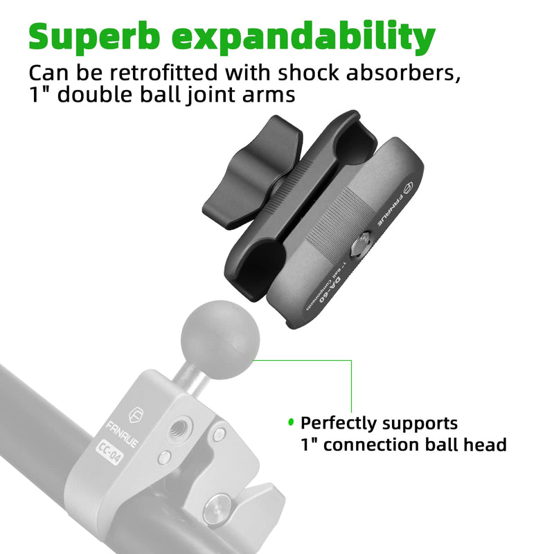 [Australia - AusPower] - FANAUE Double Socket Arm Short Arm Compatible,Full Length 2.3",with B Size 1" Ball Components for RAM Mounts da--60 