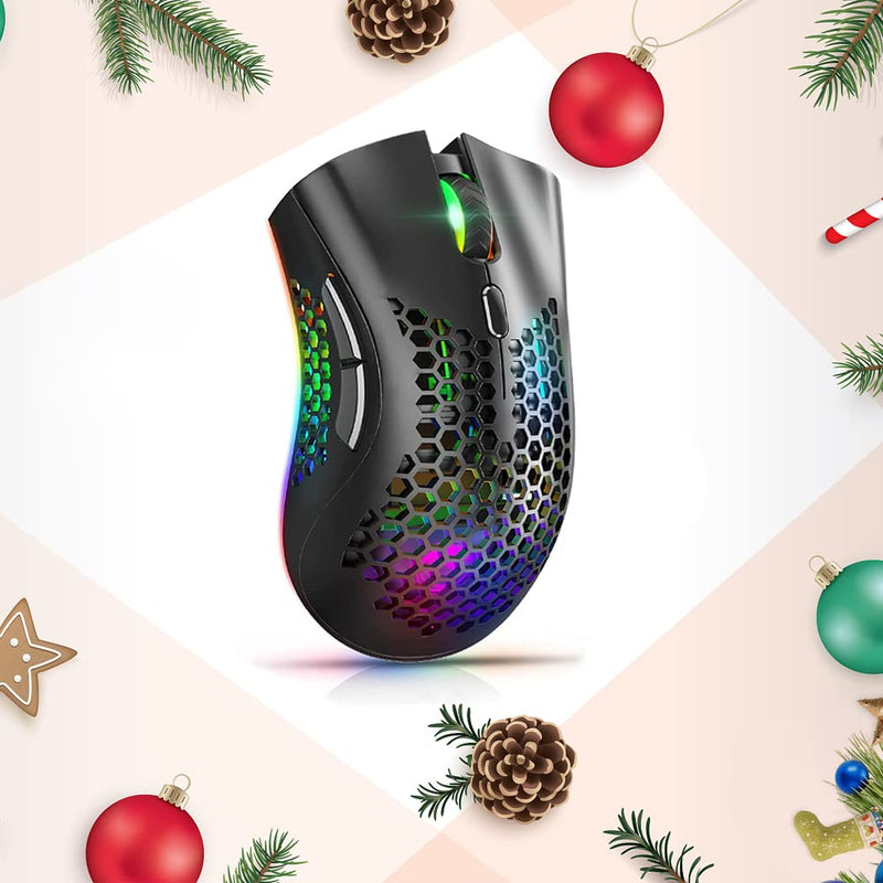 [Australia - AusPower] - Wireless Gaming Mouse, USB Mouse Gaming with Honeycomb Shell , RGB Chroma Backlit Mouse, Hyperspeed Comfortable Grip Ergonomic Optical Mice for PC Computer Laptop 