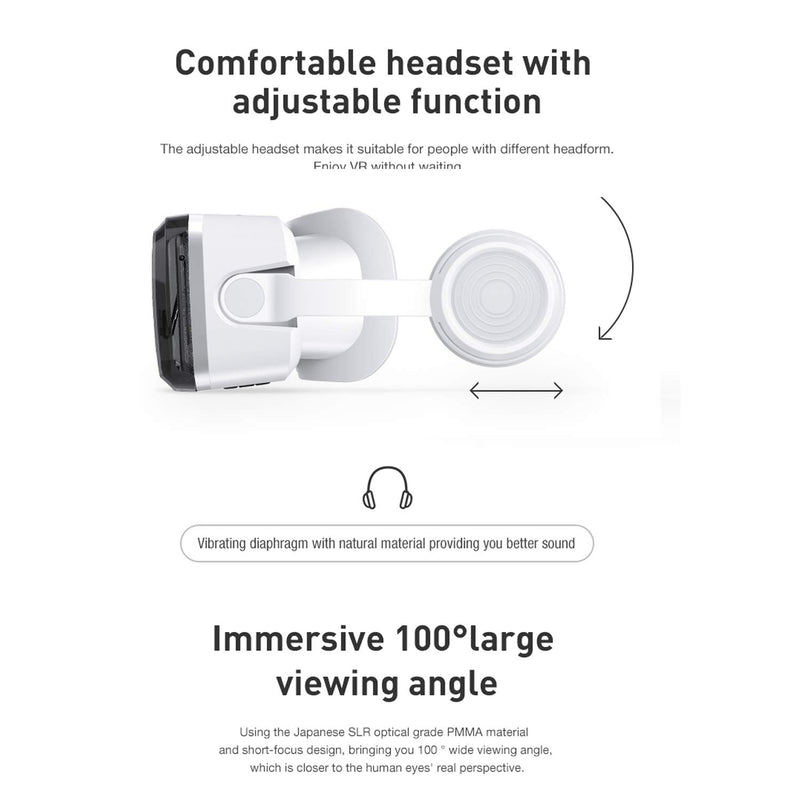 [Australia - AusPower] - VR SHINECON Headset 3D Glasses Goggles 2K HD Virtual Reality Headset Compatible with iOS & Android Phone Eye Protected Soft & Comfortable Adjustable Distance for Phones 4.7-6.7"[2021 Newest] 