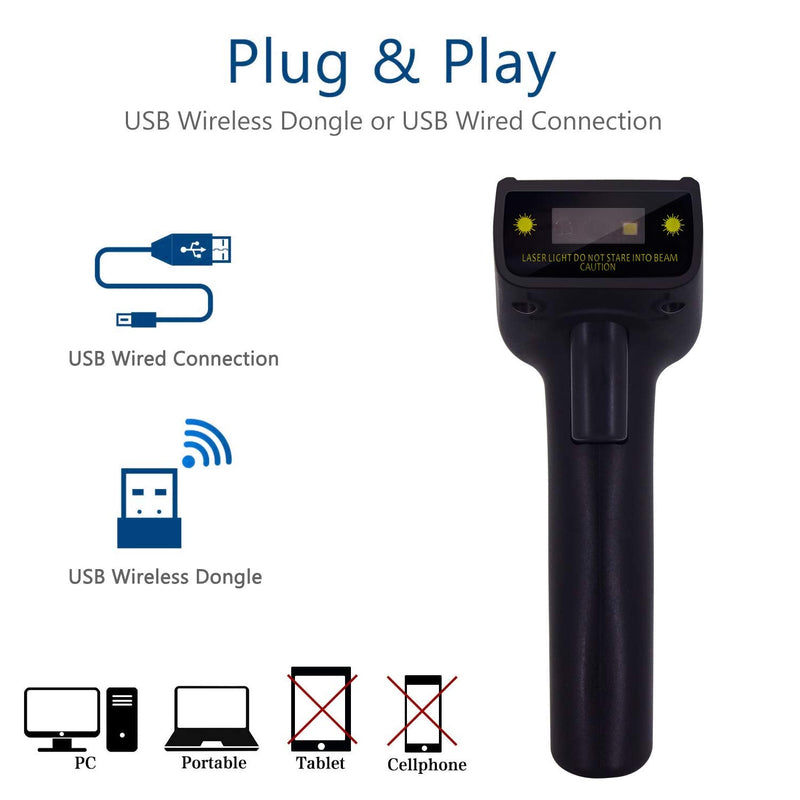 [Australia - AusPower] - 2D Wireless Barcode Scanner,Symcode QR PDF417 Bar Code Reader Long Transfer Distance Computer Cell Phone Screen Scan 