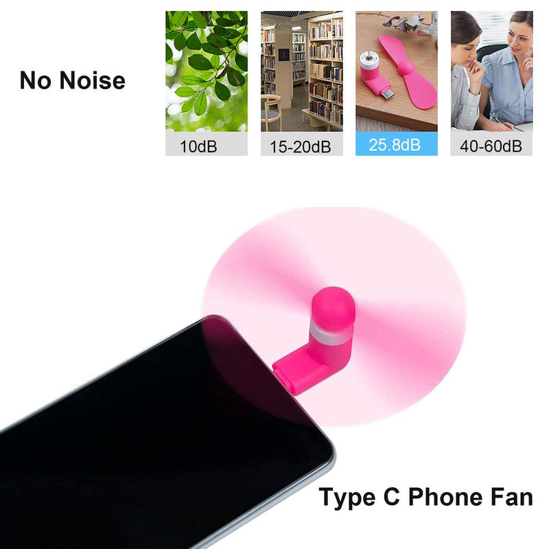[Australia - AusPower] - Sokelinn-six Type C Phone Fan, Mini USB C Cooling Hand Fans Portable Summer Cooler for ipad Type C Plug Devices-2 Pieces (Pink) Pink 