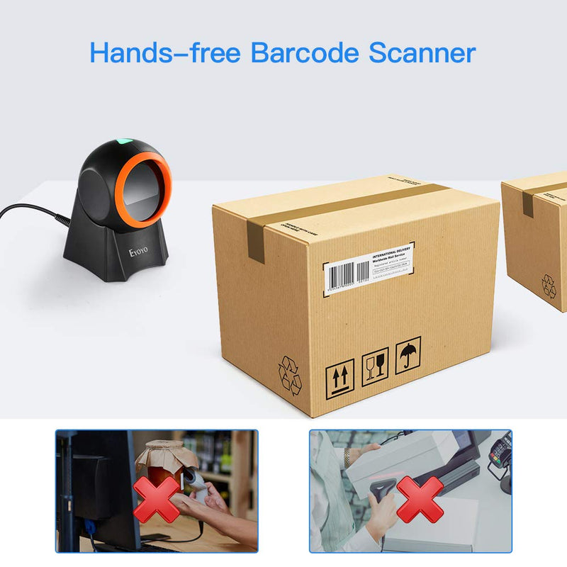 [Australia - AusPower] - Eyoyo Hands-Free 1D 2D Desktop Barcode Scanner, QR Barcode Reader Support Screen Scanning Platform Scanner for Warehouse, Supermarket, Retail Store, Bookstore Pos System 