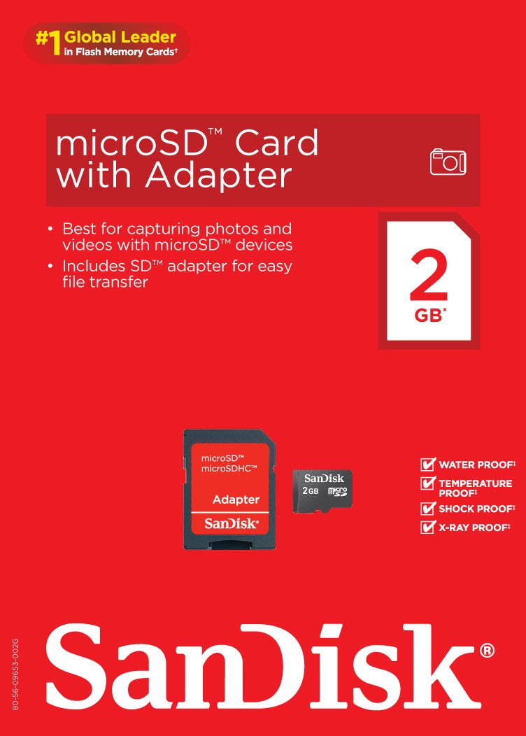 [Australia - AusPower] - SanDisk 2GB Mobile MicroSDHC Class 4 Flash Memory Card with Adapter- SDSDQM-002G-B35A Standard Packaging 