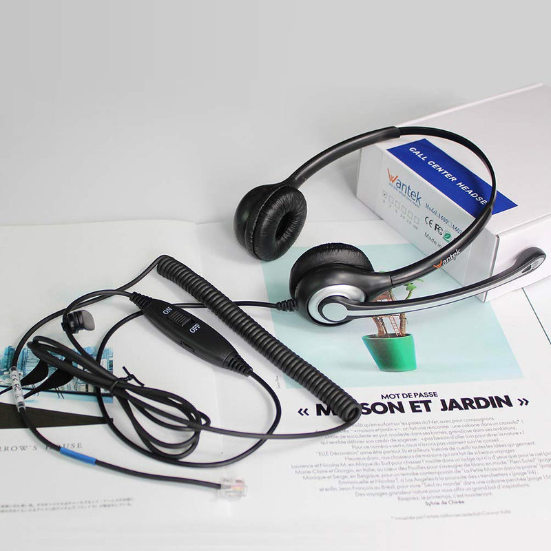[Australia - AusPower] - Wantek Phone Headset with Microphone Noise Cancelling, RJ9 Telephone Headsets Compatible with Cisco Office Phones 7940 7942 7945 7960 7962 7965 7811 7821 8811 8841 8845 8851 Plantronics M12 M22 Black 