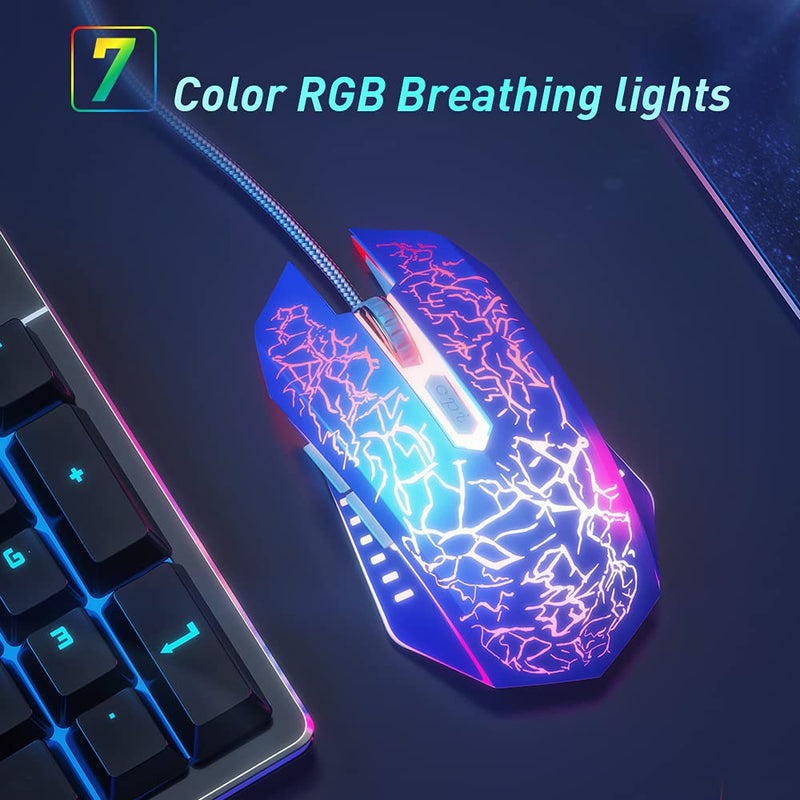 [Australia - AusPower] - VersionTECH. Wired Gaming Mouse, Ergonomic USB Optical Mouse Mice with Chroma RGB Backlit, 1200 to 3600 DPI for Laptop PC Computer Games & Work – Blue 