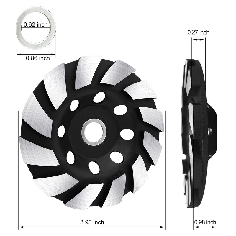 [Australia - AusPower] - YIBUKIY 4-1/2-Inch Concrete Grinding Wheel, 12 Segment Heavy Duty Turbo Row Diamond Cup 4.5 Inch Grinding Disc for Angle Grinder Polishing and Cleaning, for Granite, Stone, Marble, Masonry (Black) Black 