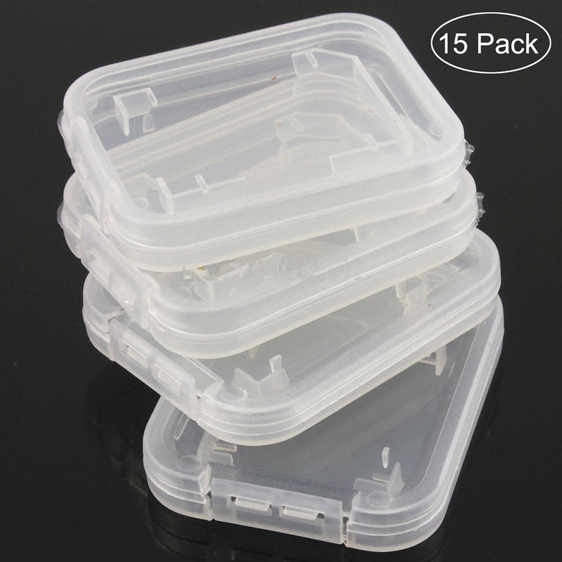 [Australia - AusPower] - NUOMI 15Pcs SD/SDHC Memory Card Case Holder, Standard SD Plastic Storage Boxes, Clear Compact 