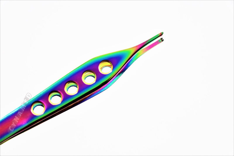 [Australia - AusPower] - German Grade ADSON KOCHER Tissue Forceps 1X2 Teeth 4.75 inches Rainbow Titanium Configuration Surgical Dental Dissecting Cynamed 