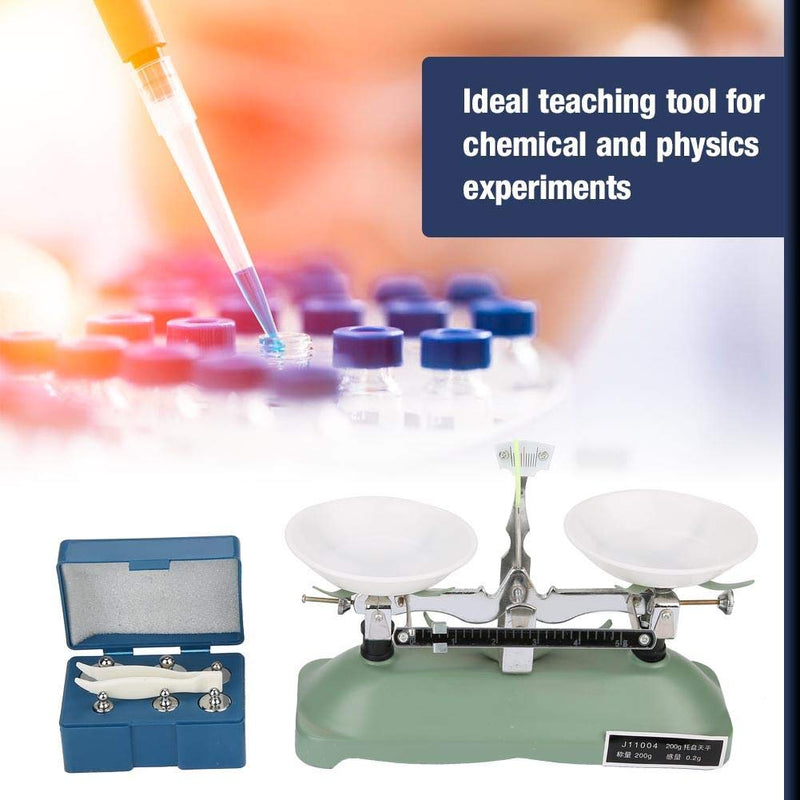 [Australia - AusPower] - 200g/0.2g Mechanical Tray Balance Scale with Sensitivity Portable Chemical Physics Laboratory Teaching Tool with Tray Balance,Tweezers and Various Weights 