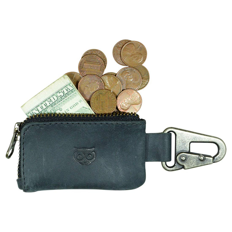 [Australia - AusPower] - Hide & Drink, Rustic Leather Car Key Holder, Headphone & Charging Cables, Memory Cards, Flash Drives, Lighters, Cash Zipper Case with Clasp, Handmade Includes 101 Year Warranty :: Charcoal Black 