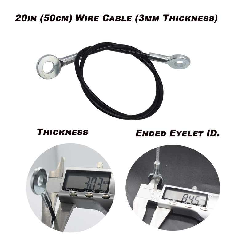 [Australia - AusPower] - Bytiyar 10 pcs 20 inch (50cm) 3mm Thickness Galvanized Steel Wire Cable Eyelets Ended Short Rope Lanyard Safety Tether Chain Lock with Vinyl Coated Cover Black 20in/50cm Black_10pcs 