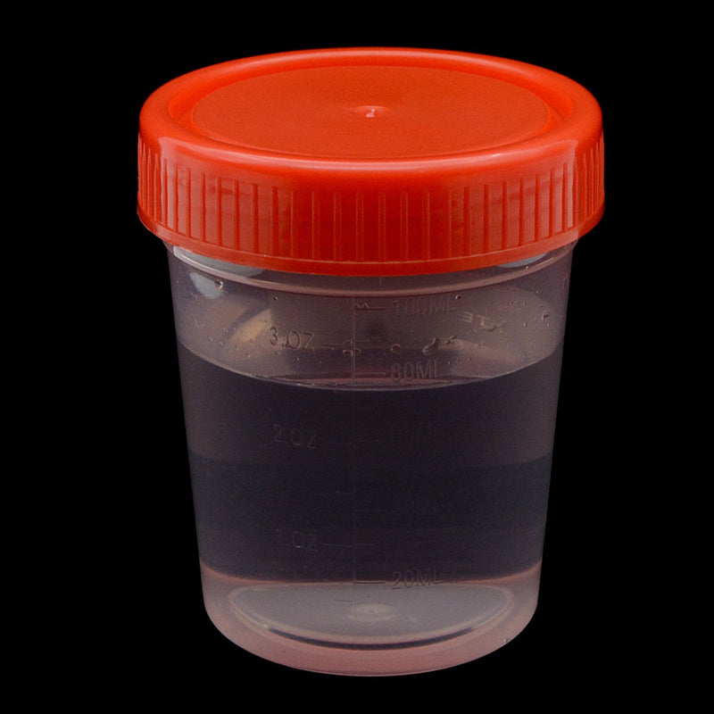 [Australia - AusPower] - YXQ 20Pcs 120ML Sterile Specimen Cups with Lids 3OZ Screw-on Cap Red Cover Measuring Containers Seal Clear Transparent PP-Plastic 