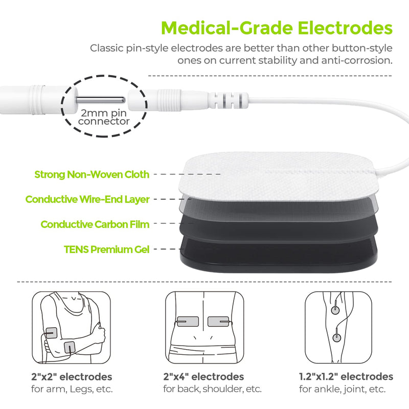 [Australia - AusPower] - AUVON 24 Modes TENS Unit Muscle Stimulator for Pain Relief, Rechargeable TENS Machine with 2X Battery Life, Belt Clip, Continuous Time Setting, Dust-Proof Bag, Cable Ties and 10 Electrode Pads 