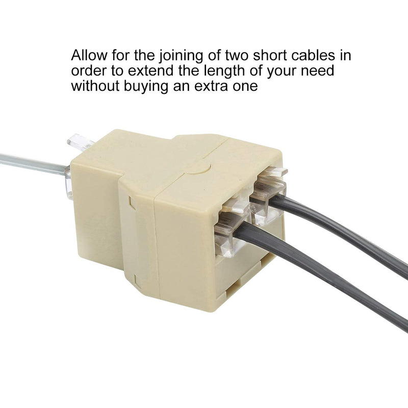 [Australia - AusPower] - RJ12 6P6C 1 Female to 2 Female Telephone Line Splitters, Uvital Telephone Landline Cable Connector and Separator(Yellow,2 Pack) 2 Pack Cream 