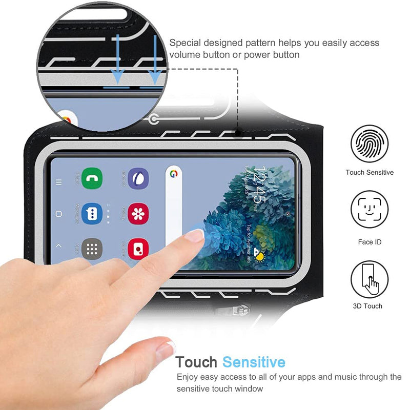 [Australia - AusPower] - JEMACHE Running Armband for Samsung Galaxy S22 Ultra, S21 FE, S20 FE, S22 Plus, S21 Plus, Note 20 Ultra 10 9, Gym Workouts Arm Band with Earbuds Holder (Black) 6.9" Black 