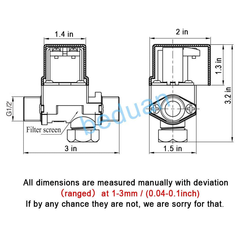 [Australia - AusPower] - Beduan 12V Plastic Water Electric Solenoid Valve Normally Closed 1/2" 