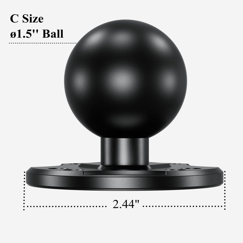 [Australia - AusPower] - BRCOVAN 2 PCS, 1.5'' Ball Mount Base with Aluminum Alloy AMPS Hole Round Plate & 1.5'' TPU Ball Adapter Compatible with RAM Mounts C Size 1.5 Inch Ball Double Socket Arm 