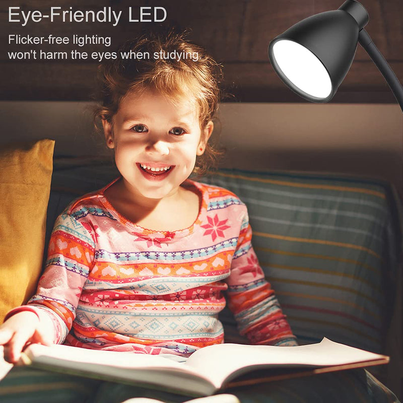 [Australia - AusPower] - BOHON Desk Lamp 3 Color Modes 10 Brightness Dimmer Reading Light 10W 38 LED Clamp Lamp with Auto Off Timer 360° Flexible Gooseneck Clip on Light for Bed Bedside, AC Adapter Include Black 