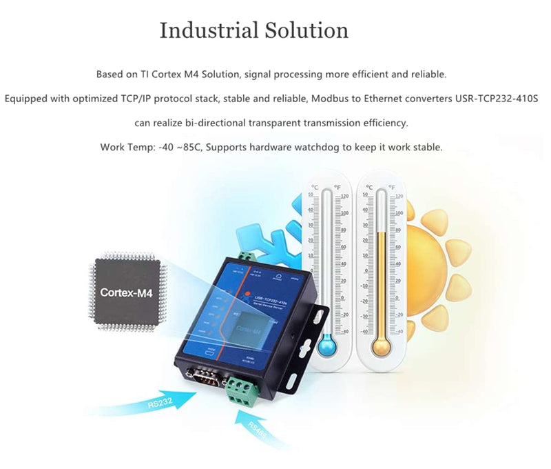 [Australia - AusPower] - USR-TCP232-410S Serial to Ethernet Converter Support Modbus RTU & TCP Terminal Power Supply RS232 RS485 to TCP/IP Module 