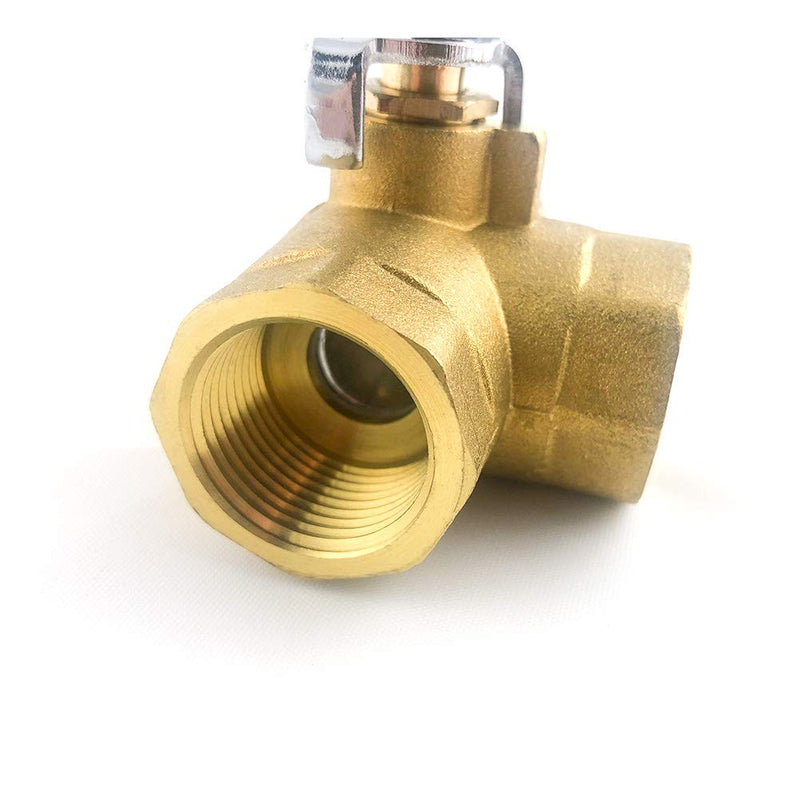 [Australia - AusPower] - QWORK Series 3-Way (L-Port) Ball Valve, Lever Handle, NPT Female (1/2") Made of Forged Brass 