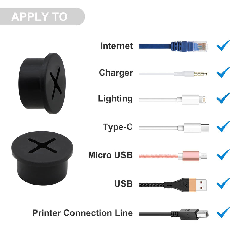 [Australia - AusPower] - Desk Grommet, 3/4 Inch Flexible Rubber Grommets, Silicone Cable Cord Grommet Wire Hole Cover for Desk, Table and Other Furnitures(12 Pack) 