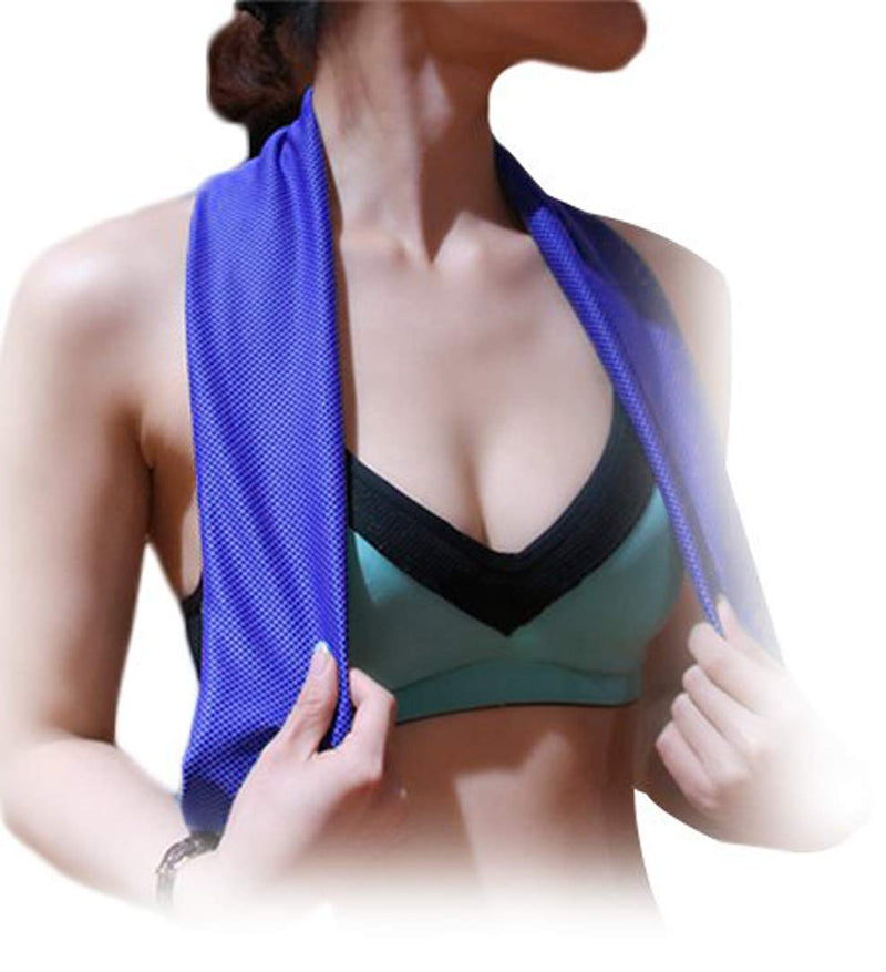 [Australia - AusPower] - Cooling Towel(40"x12") Microfiber Towel Yoga Towel for Men or Women Ice Cold Towels for Yoga Gym Travel Camping Golf Football & Outdoor Sports (4pack-Blue/Green/Dark Blue/Dark Gray) 