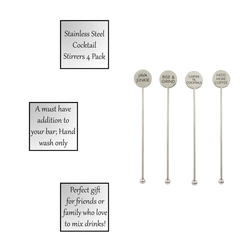 [Australia - AusPower] - Creative Brands SIPS Drinkware Stainless Steel Drink Stirrers, 5-Inches, Coffee 