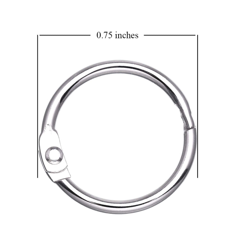 [Australia - AusPower] - Antner 100Pcs Loose Leaf Rings, 0.75" Diameter, Nickel Plated Book Binder Rings 0.75 Inch-100 Pieces 