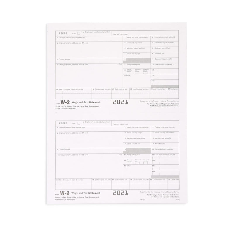 [Australia - AusPower] - W2 Forms 2021, 4 Part Tax Forms, 25 Employee Kit of Laser Forms, Compatible with QuickBooks and Accounting Software, 25 Self Seal Envelopes Included 