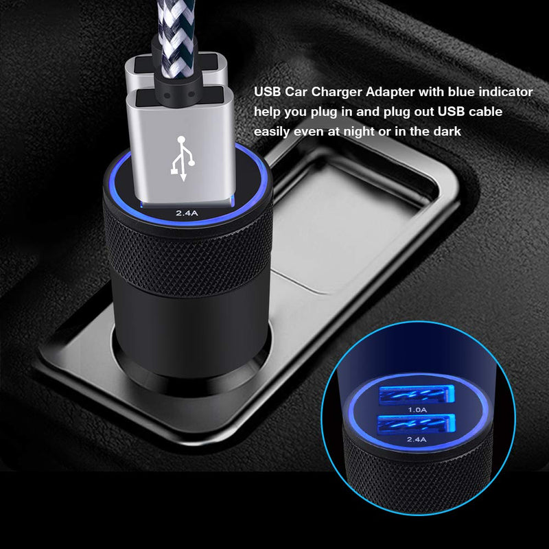 [Australia - AusPower] - USB C Car Charger Compatible Samsung Galaxy S22/S21 S20 S10 S9 A51 A01 A21 A13,LG Stylo 6 5 4 V50 V40 G9 G8S G8 G7 ThinQ,3.4A 2 Port Car Power Adapter +Wall Charger Plug+ 6FT Type C Android Cable Cord 4 in 1 Black 