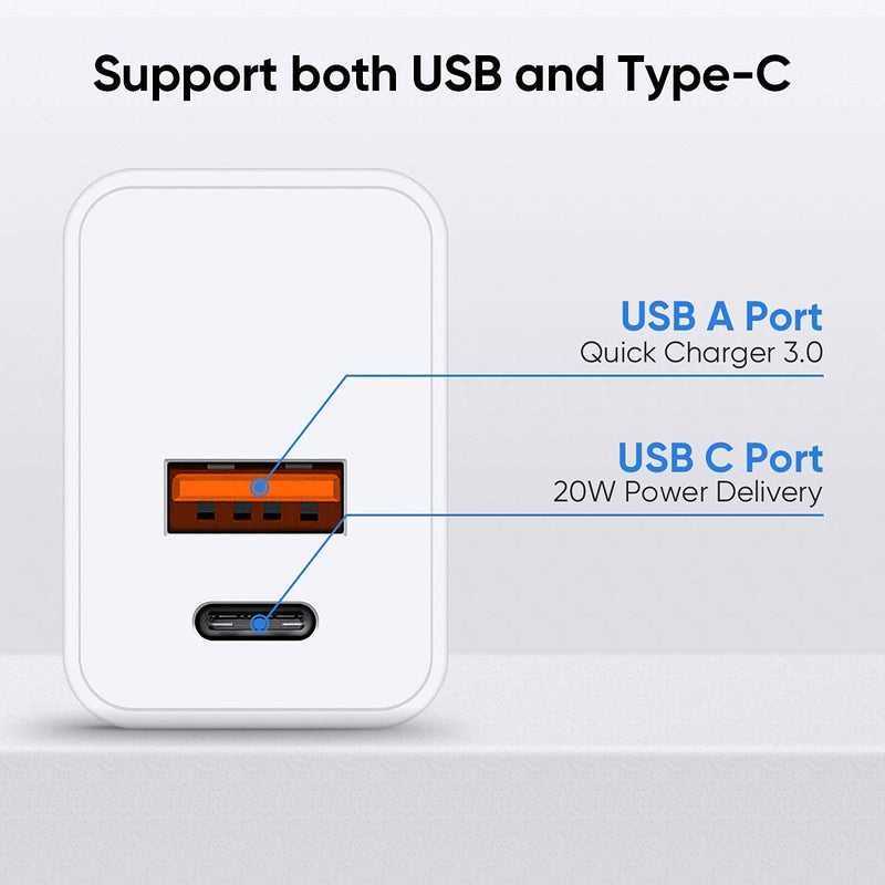 [Australia - AusPower] - iPhone 13 Pro Charger Block, Zafolia USB C Power Brick, 2-Pack Upgraded Certified 20W PD+Type C Wall Charging Plug Dual Port Power Adapter for iPhone 13 Mini/12 Pro/11 Pro Max/XR SE, iPad，AirPods Pro White 2Pack 