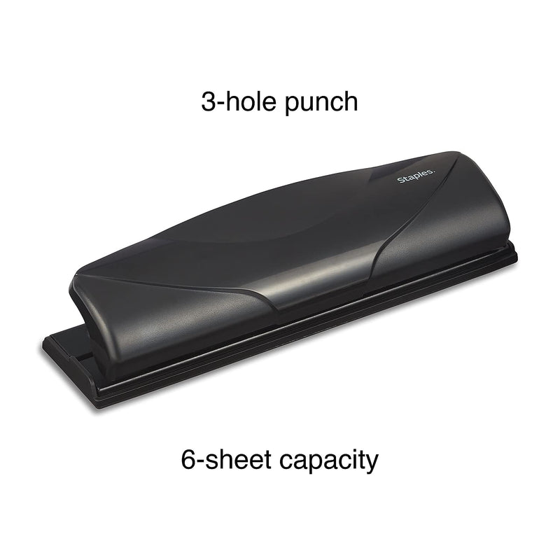 [Australia - AusPower] - Staples Mini 3-Hole Punch, 6 Sheet Capacity 1 Pack 