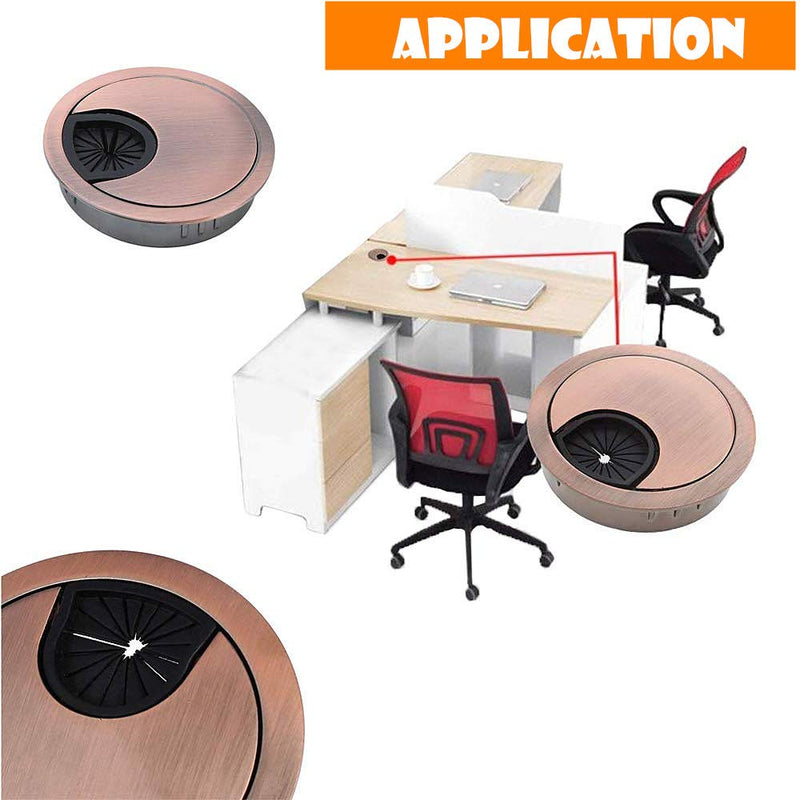 [Australia - AusPower] - SamIdea 2-Pack 2"/50mm Cable Hole Cover, Zinc Alloy Desk Grommet for Wire Organizer,Red Bronze 