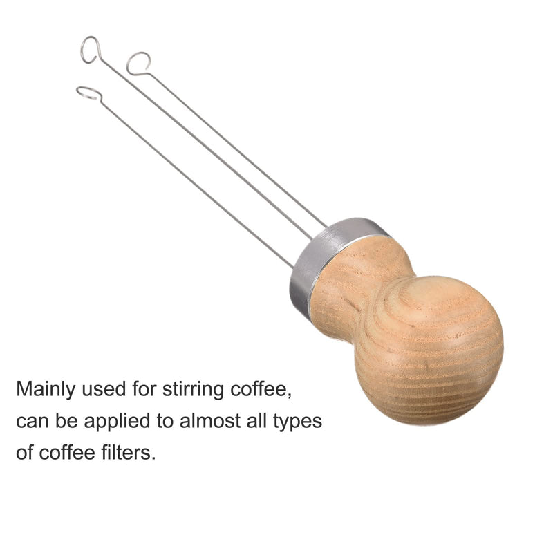 [Australia - AusPower] - MECCANIXITY Coffee Sieve Stirrer 97mm Long Rod 304 Stainless Steel with Ash Wood Handle 