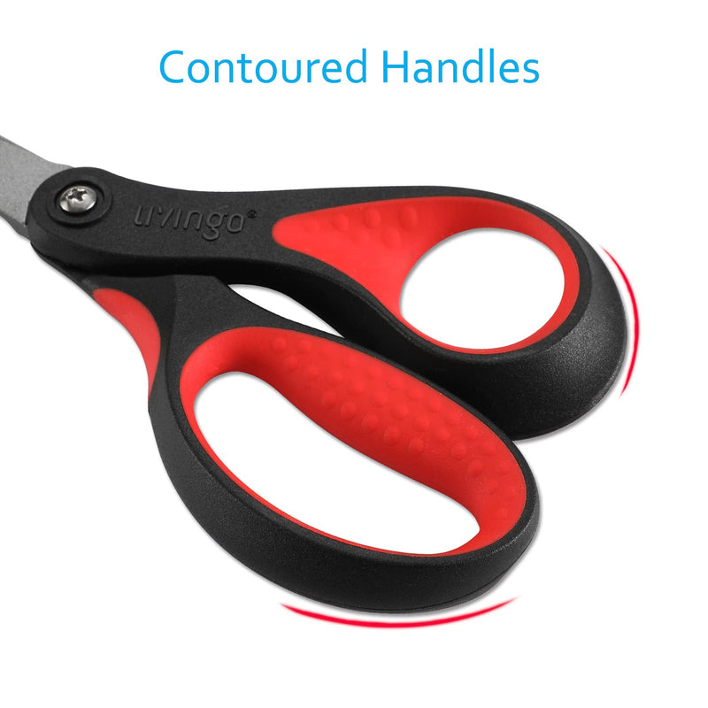[Australia - AusPower] - LIVINGO 8" Premium Scissors for Office, Multipurpose Titanium Non-Stick Craft Scissors for DIY, Sharp Stainless Steel Blades Comfort Grip, 3 Pack 