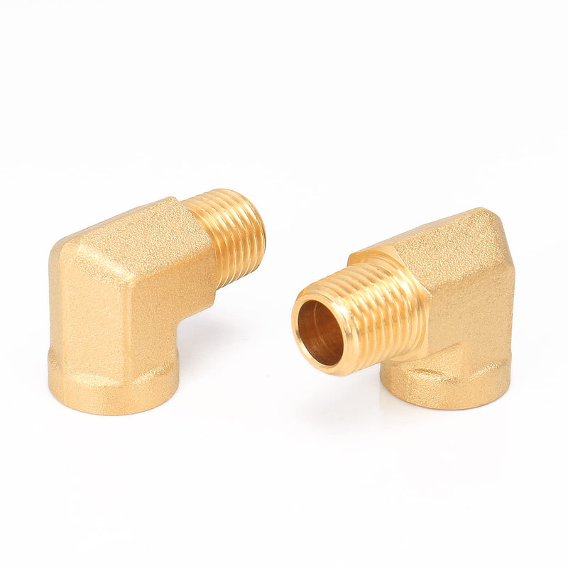 [Australia - AusPower] - BathAce 90 Degree Brass Barstock Street Elbow, Thread-Good Airtightness Heavy Brass Pipe Adapter Fittings, 2 Pack (1/2 NPT Male Pipe to 1/2 NPT Female) 1/2 NPT Male Pipe to 1/2 NPT Female 