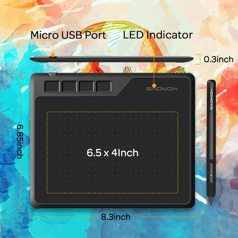 [Australia - AusPower] - GAOMON S620 6.5 x 4 Inches Graphics Tablet with 8192 Passive Pen 4 Express Keys for Digital Drawing & OSU & Online Teaching-for Mac Windows Android OS 