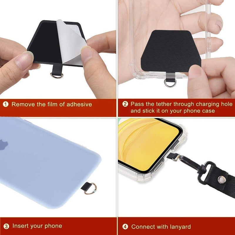 [Australia - AusPower] - [2 Pack] Cellphone Lanyard Tether, Universal Detachable Neck Strap with Patch for Most Cell Phone Case & iPhone Case (Black+Leopard) Black+Leopard 