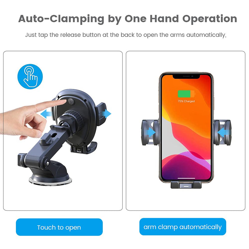 [Australia - AusPower] - Wireless Car Charger,10W Qi Car Phone Holder Mount Charger,Air Vent Auto-Clamping Fast Car Charger Compatible with iPhone 13,12/11/12 Pro/11 Pro Max/Xs MAX/XS/XR/X/8/8+,Samsung S21/S20/S10+/S9/S9+ 