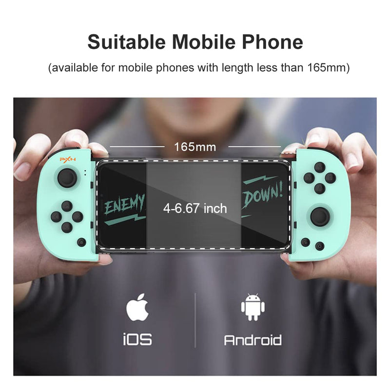 [Australia - AusPower] - PXN P30PRO Mobile Phone Game Controller Gaming Gamepad for Android and iPhone iOS Wireless Trigger Joystick Low Latency Stretchable 165mm Supports 4-6.7 inch Smartphone (Cyan) 