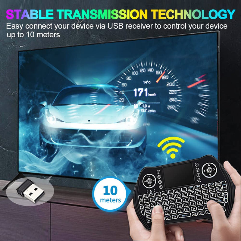 [Australia - AusPower] - Backlit Mini Wireless Keyboard with Touchpad Mouse Combo with Rechargable Li-ion Battery & Multi-Media Handheld Keyboard for Google Android TV Box Smart TV X-Box PC HTPC PS3 PAD Windows Linux MacOS 