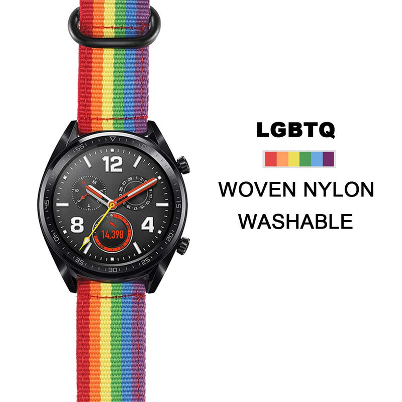 [Australia - AusPower] - NA 22mm Watch Band Rainbow Gay Pride for Samsung Galaxy 46mmWatch 3 45mmGear S3 FrontierGarmin VivoactiveActiveFenix 6 ProFossile Replacement,LGBT Quick Release Smartwatch Strap Men Wristband, 