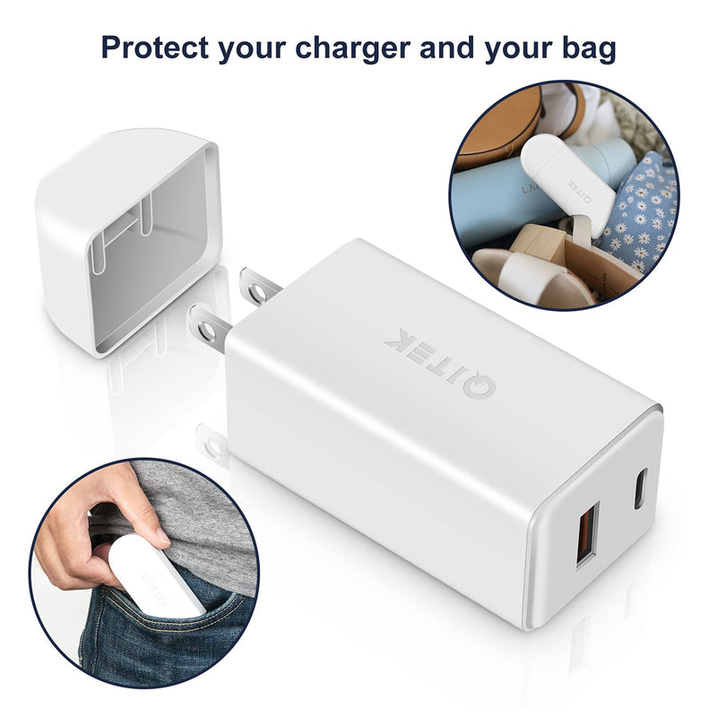 [Australia - AusPower] - USB C Charger,65W Wall Charger 2 Port Fast Charger with USB C Cable Compact Portable USB Wall Charger Block Plug for iPhone, Galaxy,iPad Pro, MacBook, Laptop, Pixel, and More 