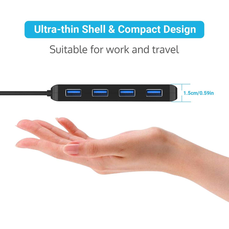 [Australia - AusPower] - USB 3.0 Hub Splitter - USB Extender 4 Port USB Ultra Slim Data Hub with Individual Power Switch and LED 0.5 FT 