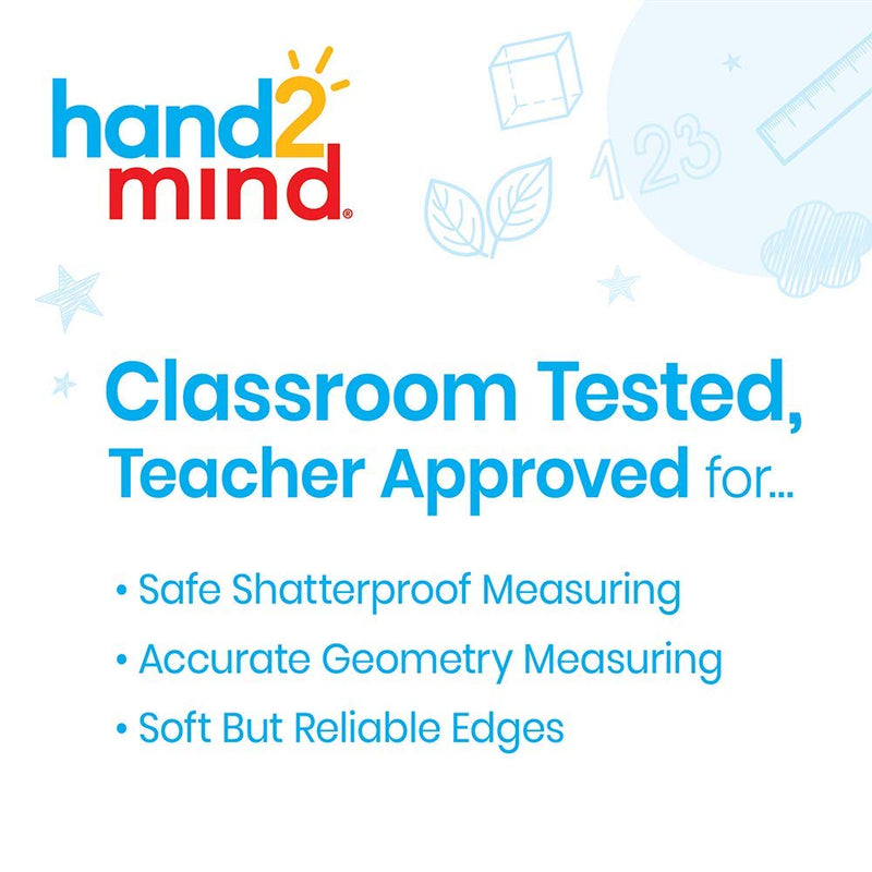 [Australia - AusPower] - hand2mind 12 inch Transparent, Flexible Safe-T Plastic Rulers, Flat 12 in. Flexible Rulers, Safety Ruler for Measurement, Safety Kids School Supplies, Straight Shatter-Resistant Rulers (Pack of 24) 