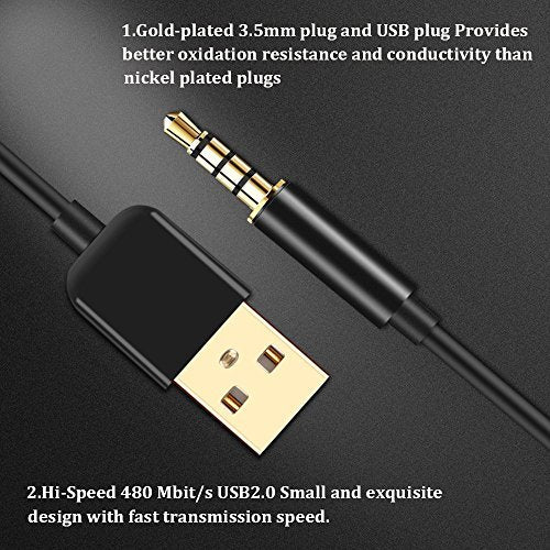 [Australia - AusPower] - AGPTEK 3.5mm Male Jack to USB Charge and Data Cable for iPod Shuffle, SYRYN Waterproof MP3 Player, Headphones, Black 