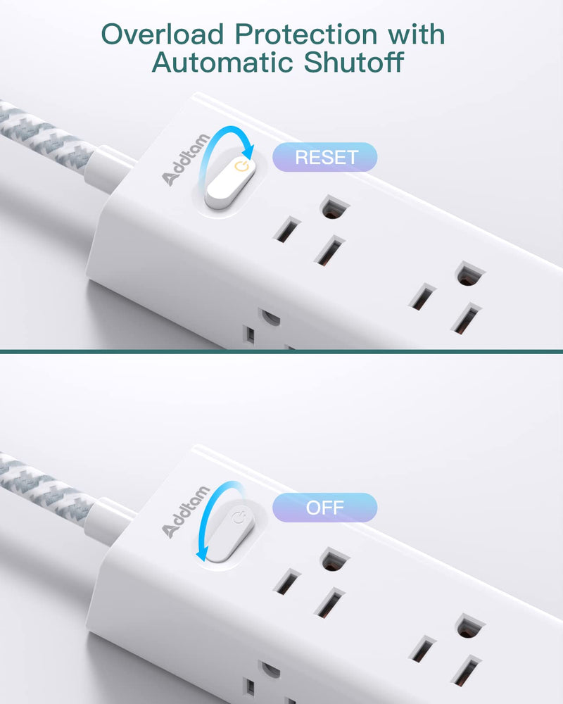 [Australia - AusPower] - 15FT Extension Cord - Power Strip Surge Protector, Long Cord with 12 Widely AC Outlets 3 USB, Flat Plug Extension Cord, Wall Mount, Desk Charging Station for Office Home College Dorm Room Essentials 15 FT 
