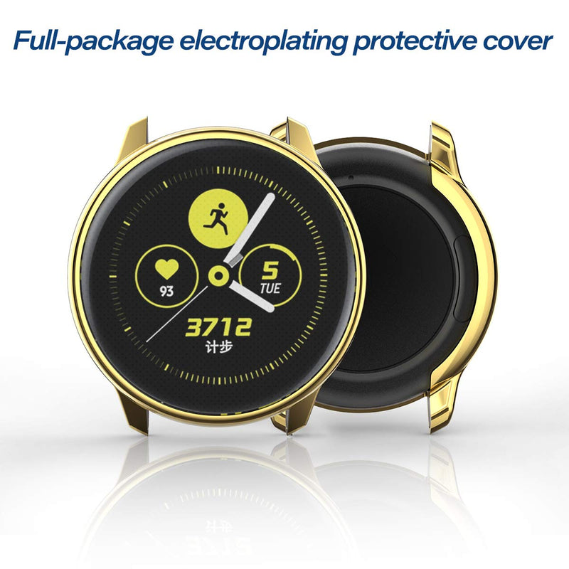 [Australia - AusPower] - Ayigo [2 Pack] Screen Protector Compatible with Samsung Galaxy Watch Active Case, Soft TPU Plated Protective Cover Ultra-Thin Bumper Frame for Galaxy Watch Active 40mm Smartwatch (Gold+Clear/40mm) Gold/40mm+Clear/40mm 