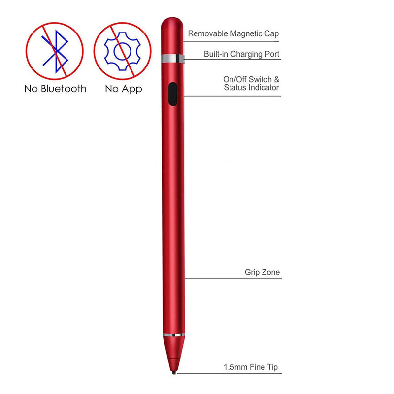 [Australia - AusPower] - Stylus Pens for Touch Screens,Stylus Pencil Compatible for Apple,Active Pencil Smart Digital Pens Fine Point Stylist Compatible with iPhone iPad Pro Air Mini and Other Tablets (Red) Red 