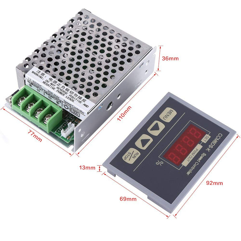 [Australia - AusPower] - DC Motor Speed Controller, 12-80V DC 30A PWM Motor Speed Controller With Digital Display Panel, Button Switch Variable Stepless Speed Control Regulator, Soft Start Soft Stop 